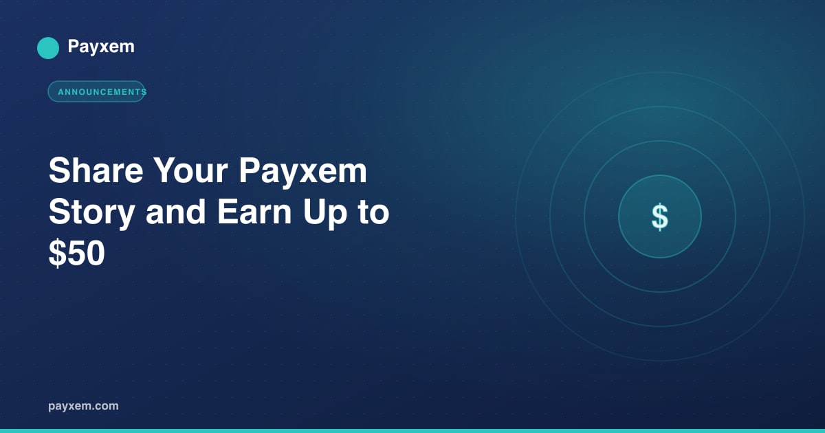 Payxem social media rewards campaign announcement graphic
